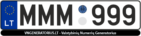 Valstybinis numeris: MMM999