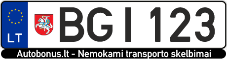 Valstybinis numeris: BGI123