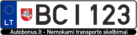 Valstybinis numeris: BCI123