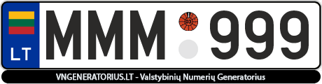 Valstybinis numeris: MMM999