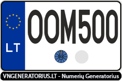 Valstybinis numeris: OOM500