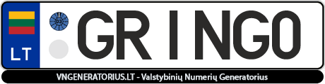 Valstybinis numeris: GRING0