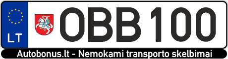 Valstybinis numeris: OBB100