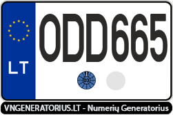 Valstybinis numeris: ODD665