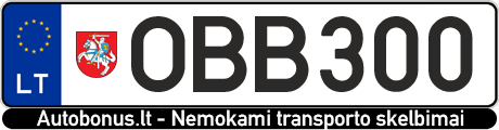 Valstybinis numeris: OBB300