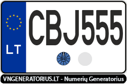 Valstybinis numeris: CBJ555