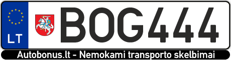 Valstybinis numeris: BOG444