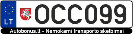 Valstybinis numeris: OCC099