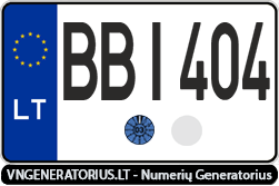 Valstybinis numeris: BBI404