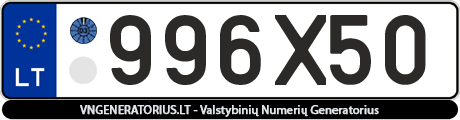Valstybinis numeris: 996X50