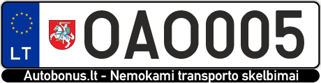 Valstybinis numeris: OAO005