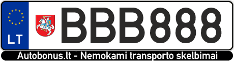 Valstybinis numeris: BBB888
