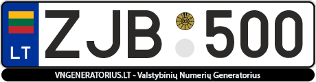 Valstybinis numeris: ZJB500