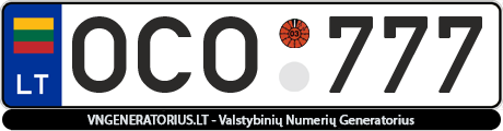 Valstybinis numeris OCO777