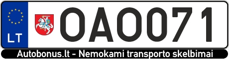 Valstybinis numeris OAO071