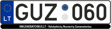 Valstybinis numeris: GUZ060