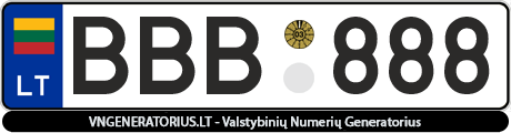 Valstybinis numeris: BBB888
