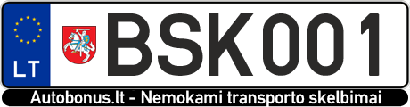 Valstybinis numeris: BSK001
