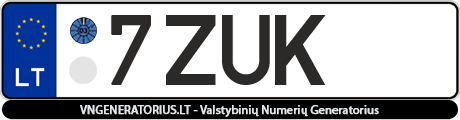 Valstybinis numeris: 7ZUK