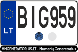 Valstybinis numeris BIG959