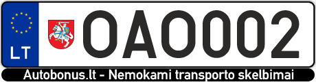 Valstybinis numeris: OAO002