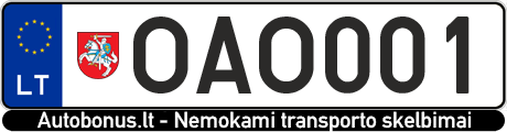 Valstybinis numeris: OAO001