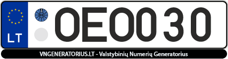 Valstybinis numeris OEO030
