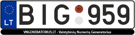 Valstybinis numeris BIG959