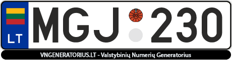 Valstybinis numeris MGJ230