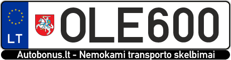 Valstybinis numeris: OLE600
