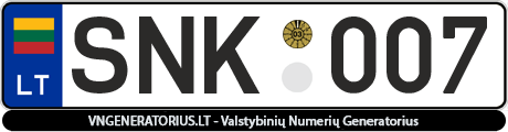 Valstybinis numeris SNK007