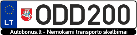 Valstybinis numeris: ODD200