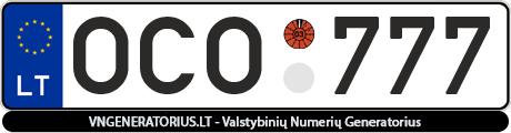 Valstybinis numeris OCO777